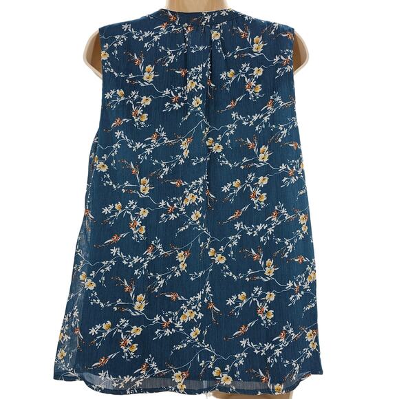 Papermoon Womans size L Sleeveless Floral Tank Top Blouse Teal Popover Lined NEW - Picture 4 of 8